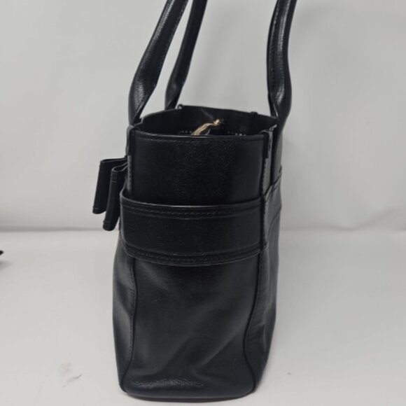 Kate Spade Black Leather Harrison Elena Bow Top Handle Shoulder Purse Bag duster - Picture 5 of 12